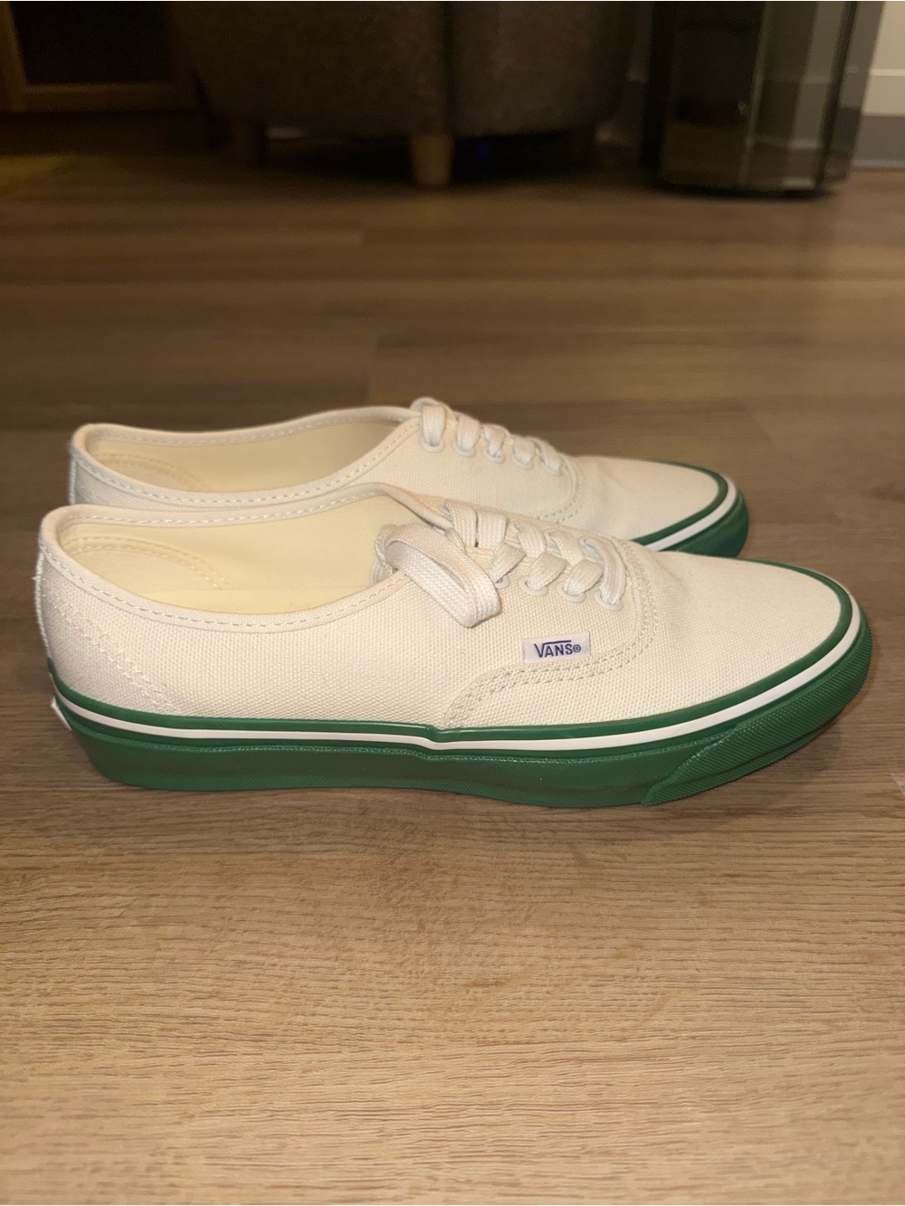 Unisex Vans Authentic in Cream with Green Sole